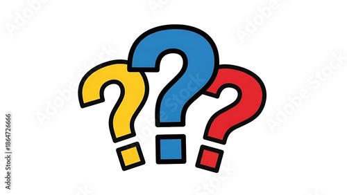 Three question marks in different colors illustration
