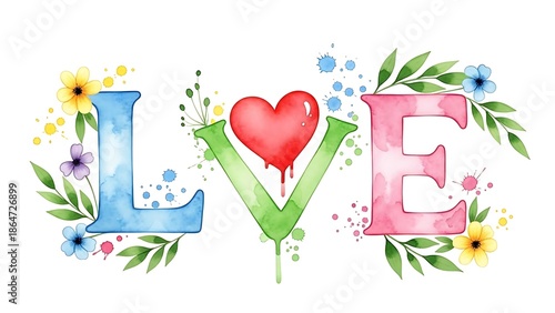 Colorful love letters with flowers illustration