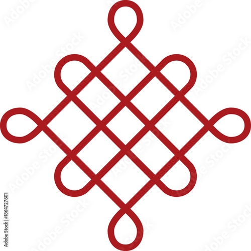 Red Chinese Knot Minimalist Line Illustration