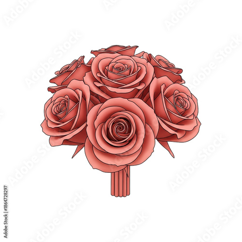 A beautiful bouquet of coral roses, artistically rendered in a soft, painterly style, perfect for elegant celebrations