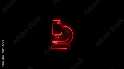 Glowing Red Microscope Neon Sign Laboratory Equipment Science Symbol lab microscope