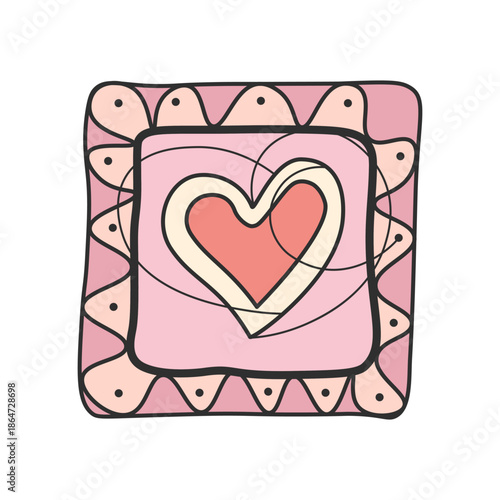 Heart Illustration with Bubble Pattern Frame