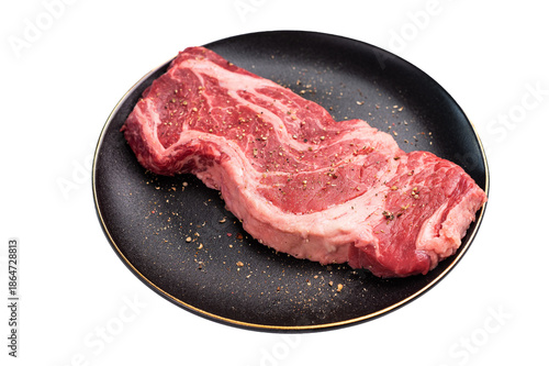 Fresh Raw Chuck eye roll steak, beef meat  isolated on white background