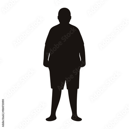 Silhouette of an Overweight Man Standing in Shorts and Tshirt