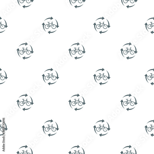 Bike with arrows seamless pattern isolated on white background