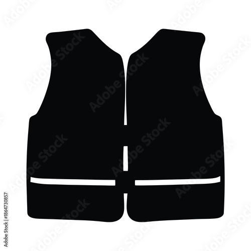 Iconic black silhouette representation of personal flotation device or safety vest