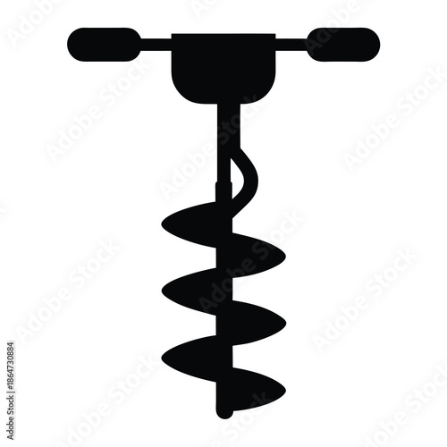 Detailed Silhouette of a Hand Auger Drill for Woodworking Projects