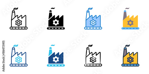 Manufacturing icon set multiple style collection. Editable stroke

