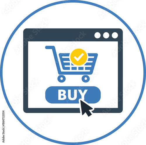 Online Shopping Icon: A digitally rendered image of an online shopping interface, highlighting the ease and convenience of e-commerce, symbolizing the future of retail.