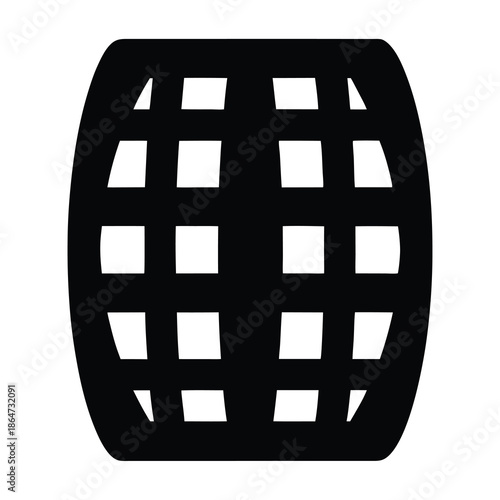 Abstract black cylindrical grid shape on a white background illustration