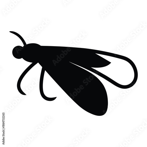 Simple and elegant black silhouette illustration of a fishing fly lure
