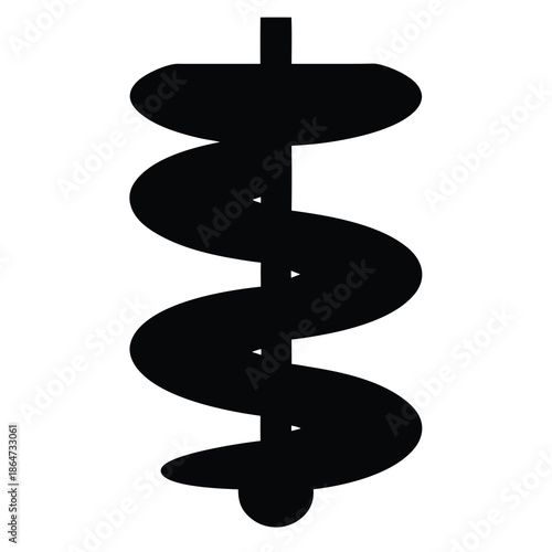 Abstract black and white helical shape illustration, a simple graphic design