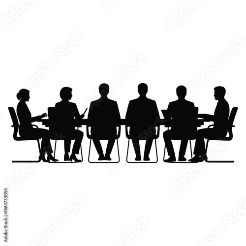 Corporate Business Meeting Silhouette with Professional Team Discussion