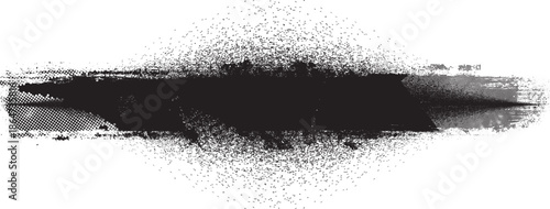 Sprayed black line .Graffiti art design . Noise dispersion logo . Spray effect .Grunge, grainy, gritty texture . Distressed element .vector . Line with shadow effect