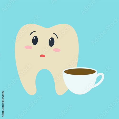 Cute tooth characters showing dental care and feelings