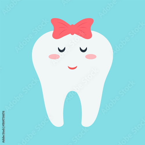 Cute tooth characters showing dental care and feelings