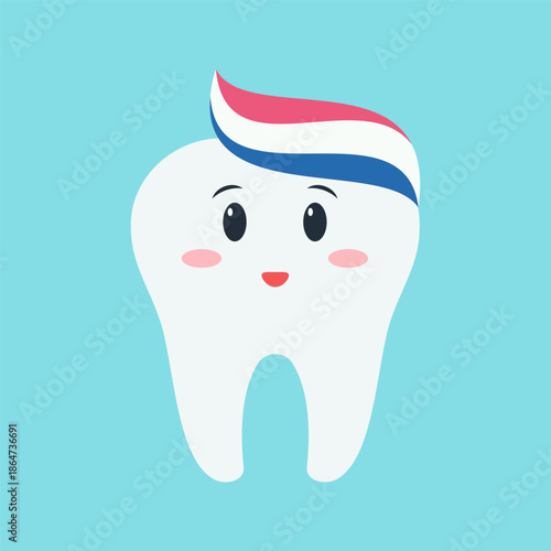 Cute tooth characters showing dental care and feelings