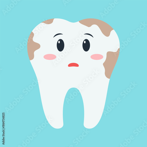 Cute tooth characters showing dental care and feelings