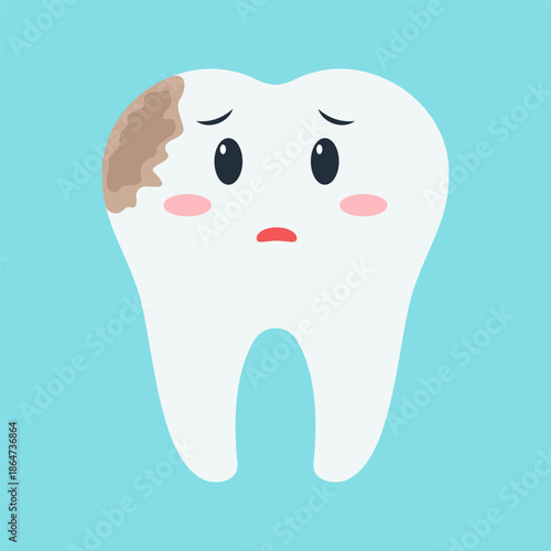 Cute tooth characters showing dental care and feelings