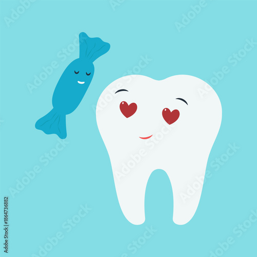 Cute tooth characters showing dental care and feelings
