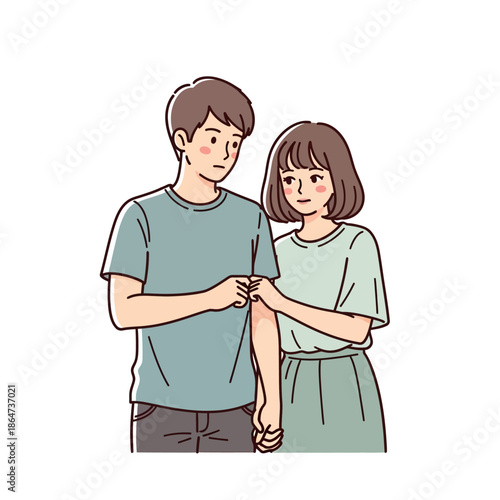 Young Couple Touching Each Others Arms.