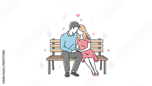 Couple Sitting Together on Bench Intimately.