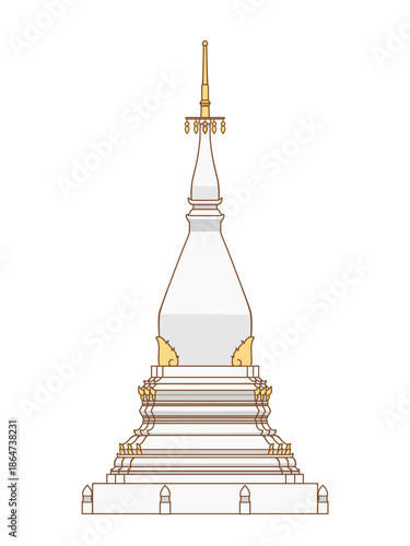 Vector illustration of Phra That Sri Song Rak, a stupa in Loei province, Thailand.