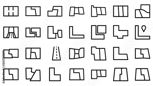 Collection of Various Geometric Shapes Outlined.