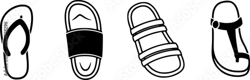 Summer Sandal Footwear Shoe Vector Silhouette Illustration