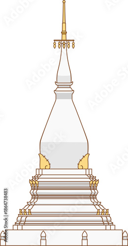 Illustration of Phra That Sri Song Rak, a stupa in Loei province, Thailand.