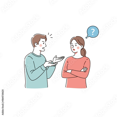 Man and Woman Discussing with Confusion.