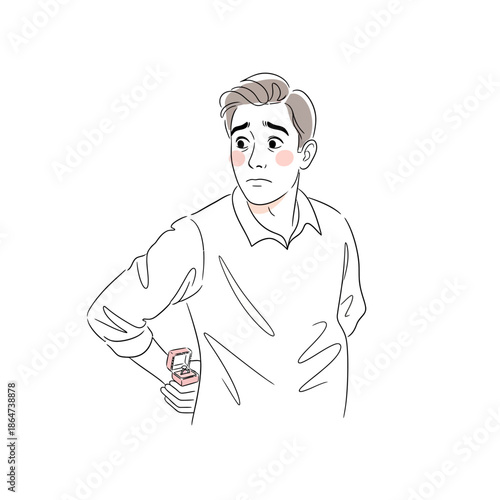 Man Experiencing Stomach Pain and Holding Can.