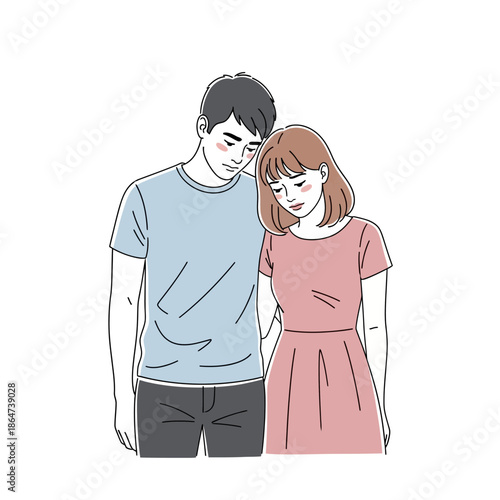 Young Couple Standing Together Head to Head.