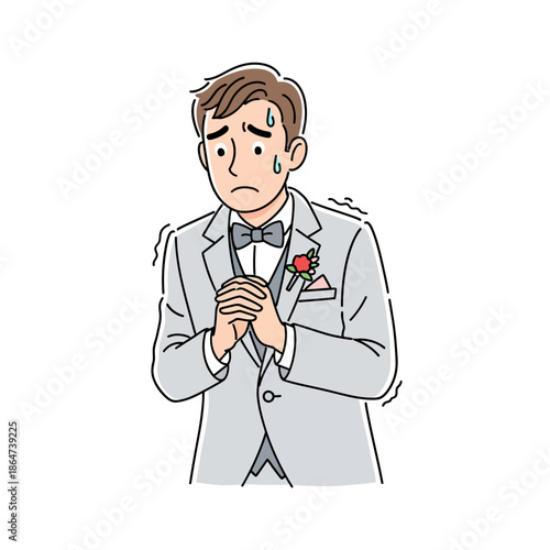 Groom Feeling Nervous Before Wedding Ceremony.