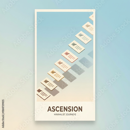 Journey of Ascension Through Minimalist Cards on a Gradient Background