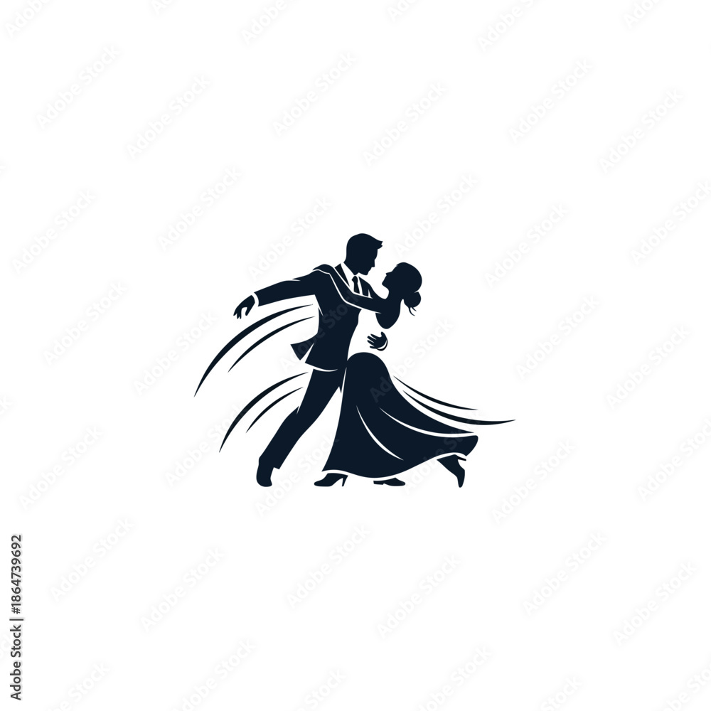 Fototapeta premium Dancing Couple Silhouette in Motion.