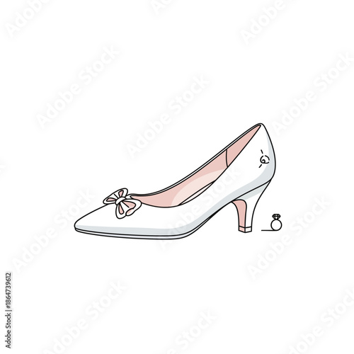 White High Heel Shoe with Bow Detail.
