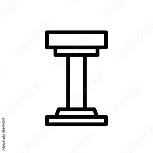 Simple Black Line Drawing of Dumbbell Icon.