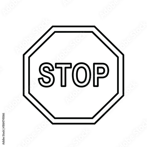 Black and White Stop Sign Illustration.
