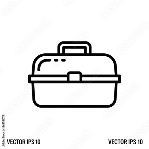 Simple Black Line Drawing of Lunch Box.