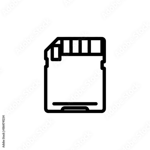 Simple Line Icon of SD Memory Card.