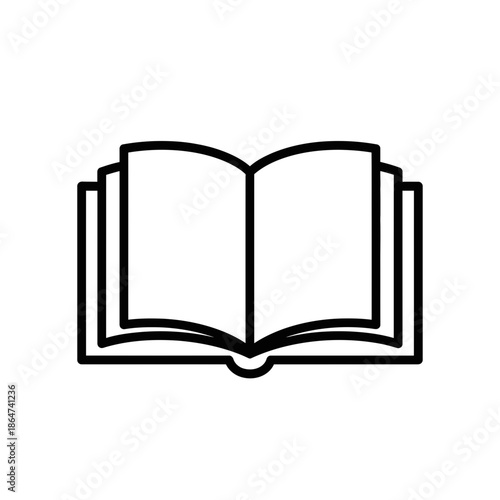 Simple Line Drawing of Open Book.