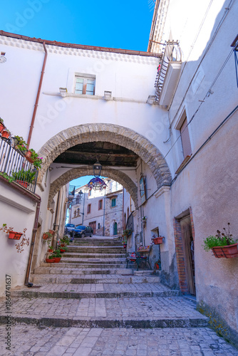 A narrow street in Fossalto, a small town in Molise, Italy.