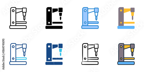 Milling machine icon set multiple style collection. Editable stroke 
