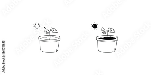 Photosynthesis set icon with white background vector stock illustration