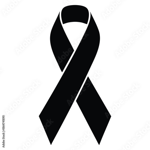 Black awareness ribbon symbol for support and solidarity one sentence