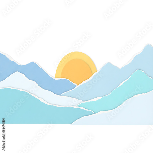 Sunrise Over Mountains and Hills Page Illustration
