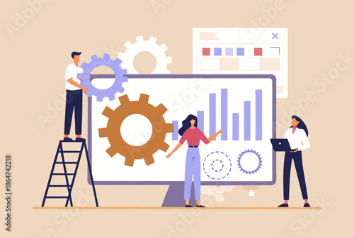 Team collaboration on data analysis and system development with digital technology