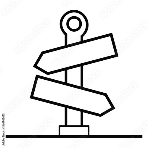 directional sign with two blank arrows on post  signboard