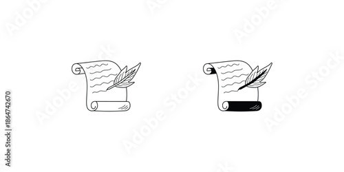 Papyrus set icon with white background vector stock illustration